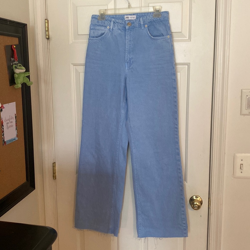 Zara Light Blue Flare & Wide Leg Jeans